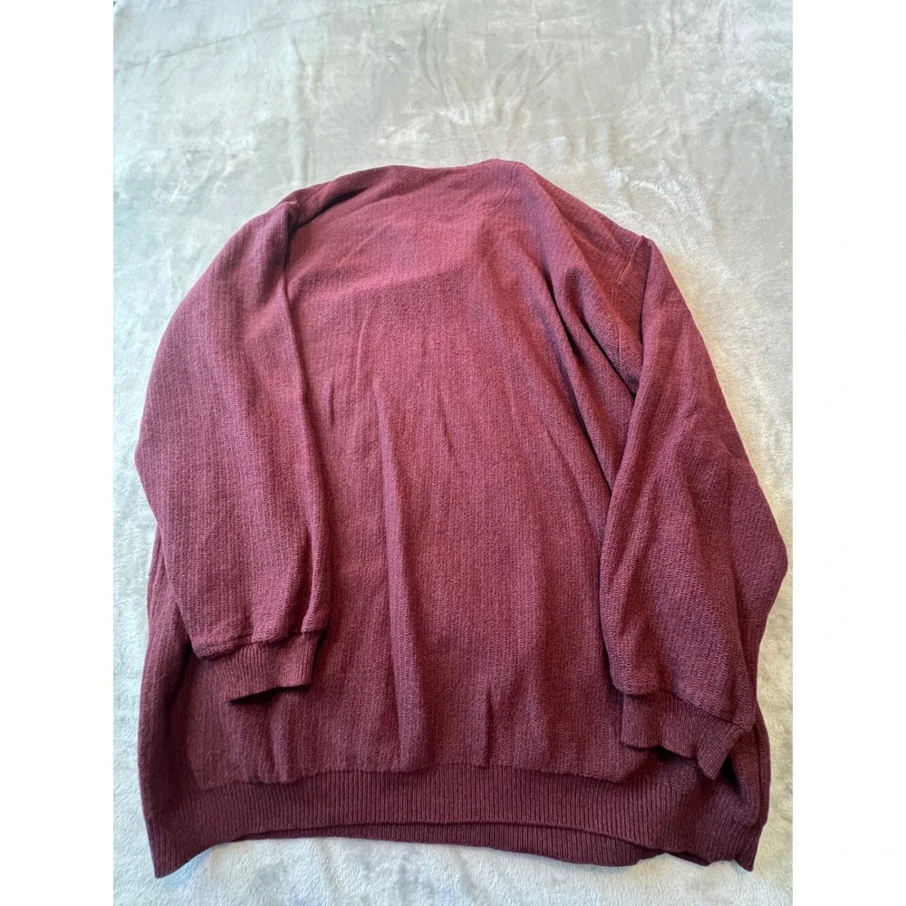 Tommy Bahama Sweater Mens XL Burgundy Excellent V-Neck Rayon Blend Pullover